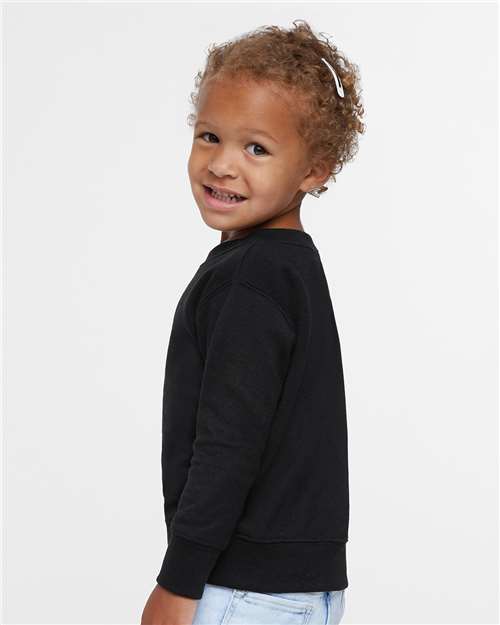 Toddler Crewneck Sweatshirt — Soft Fleece Kids Pullover - Black - Side