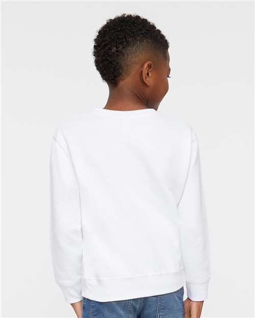 Toddler Crewneck Sweatshirt — Soft Fleece Kids Pullover - White - Back
