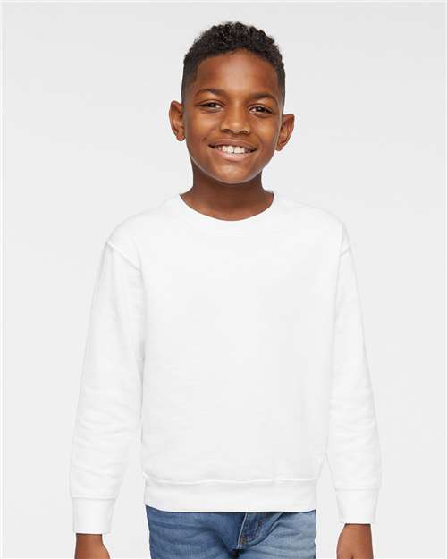 Toddler Crewneck Sweatshirt — Soft Fleece Kids Pullover - White - Front