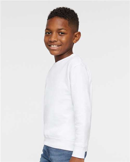 Toddler Crewneck Sweatshirt — Soft Fleece Kids Pullover - White - Side