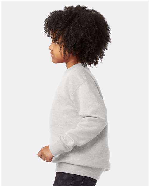 Youth EcoSmart Crewneck Sweatshirt — Kids [XS-XL] - Ash - Side