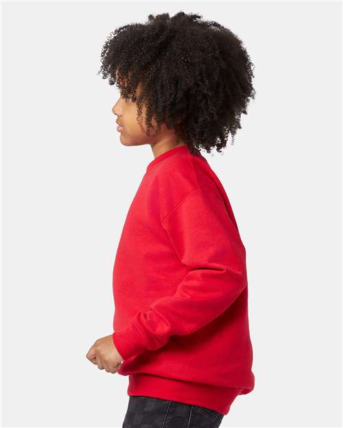 Youth EcoSmart Crewneck Sweatshirt — Kids [XS-XL] - Deep Red - Side