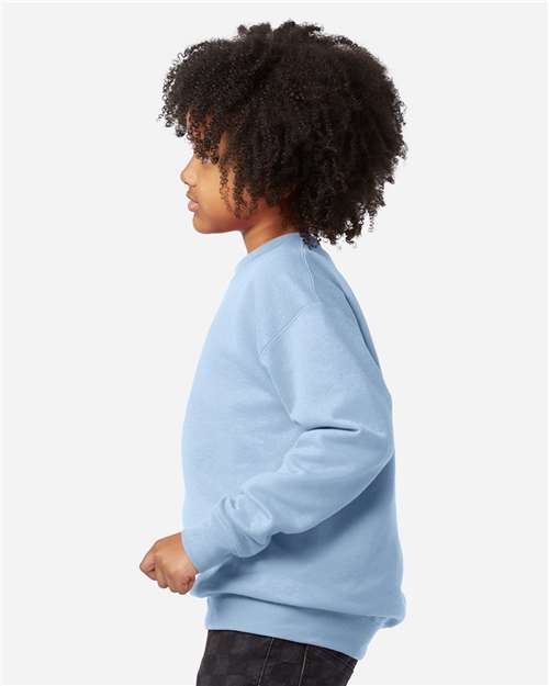 Youth EcoSmart Crewneck Sweatshirt — Kids [XS-XL] - Light Blue - Side