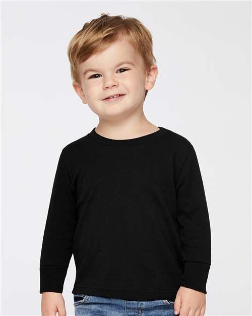 Toddler Cotton Long Sleeve T-Shirt — Kids [2T-5T] - Black - Front