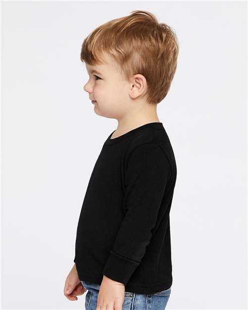 Toddler Cotton Long Sleeve T-Shirt — Kids [2T-5T] - Black - Side