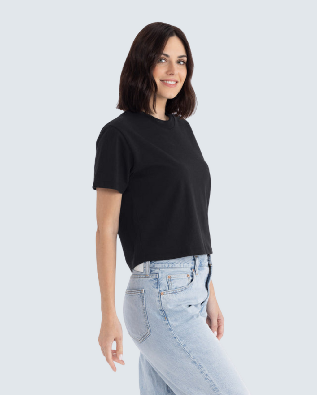 Women's Heavyweight High-Waist Boxy Tee - Black