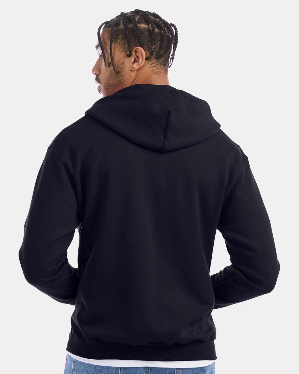Unisex Powerblend® Full-Zip Hooded Sweatshirt - Navy - M