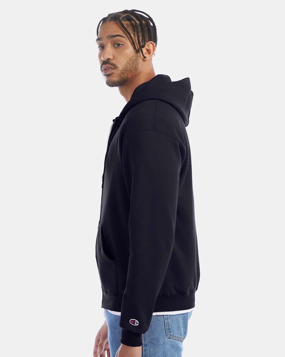 Unisex Powerblend® Full-Zip Hooded Sweatshirt - Navy - S