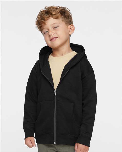 Toddler Full-Zip Hoodie — Kids Fleece Zip Up [2T-5T] - Black - Front