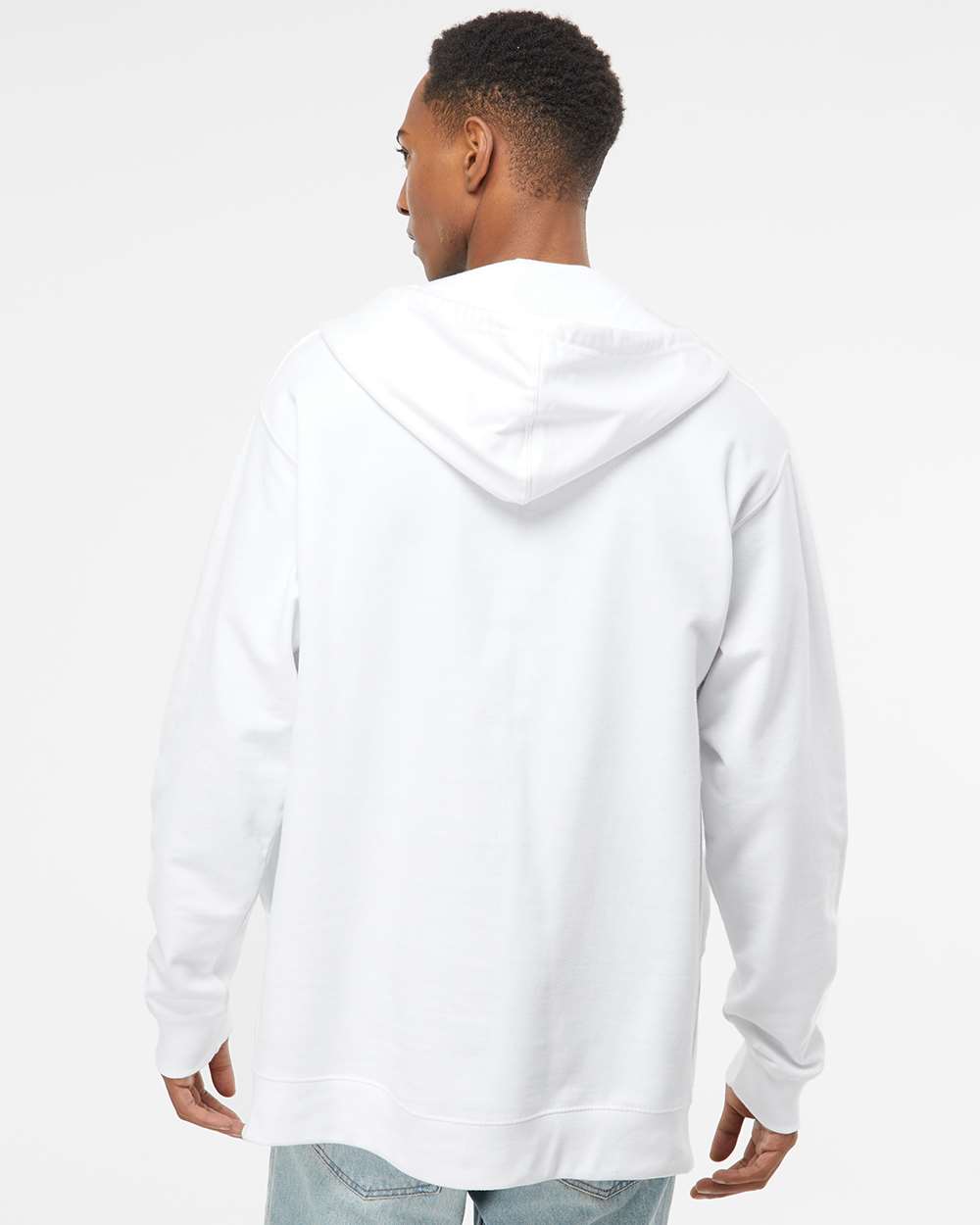 Unisex Midweight Full-Zip Hooded Sweatshirt - White - M
