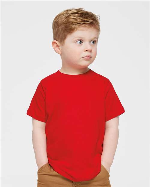 Toddler Fine Jersey T-Shirt — Soft Kids Tee [2T-5T] - Red - Front