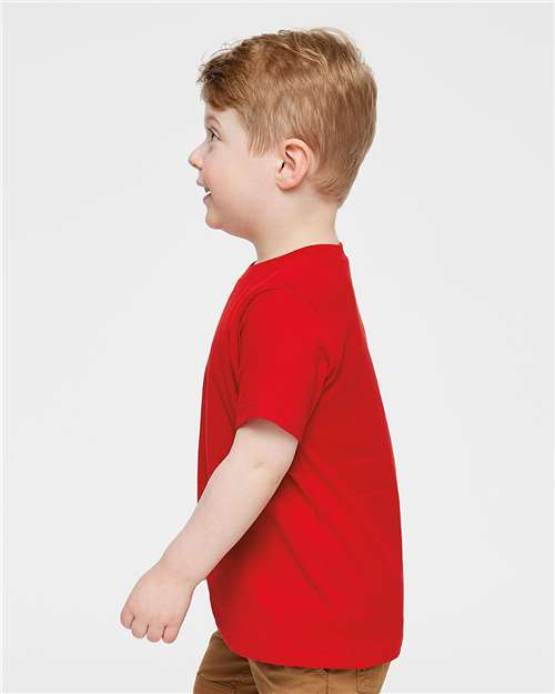 Toddler Fine Jersey T-Shirt — Soft Kids Tee [2T-5T] - Red - Side