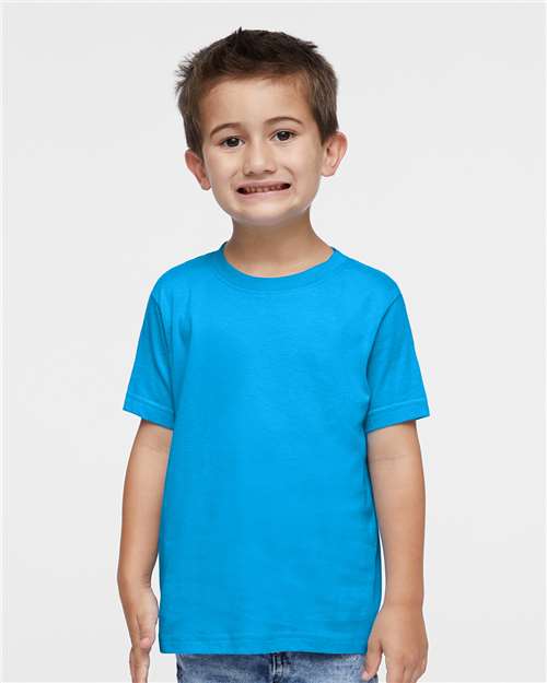 Toddler Fine Jersey T-Shirt — Soft Kids Tee [2T-5T] - Turquoise - Front