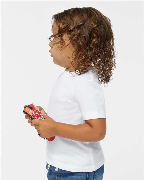 Toddler Fine Jersey T-Shirt — Soft Kids Tee [2T-5T] - White - Side