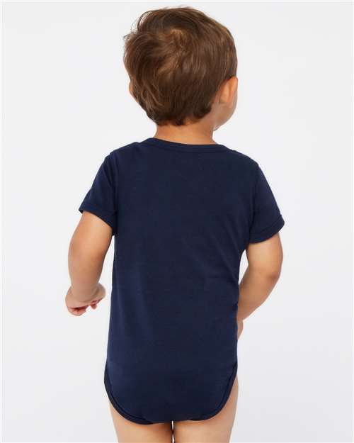 Soft Cotton Baby Onesie — Short Sleeve Infant Bodysuit - Navy - Back