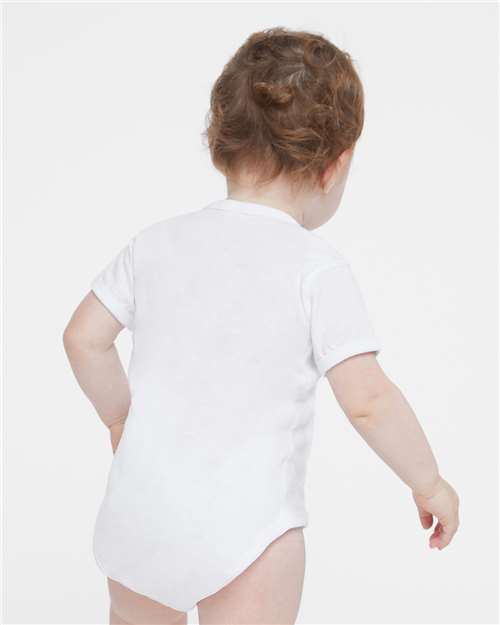 Soft Cotton Baby Onesie — Short Sleeve Infant Bodysuit - White - Back