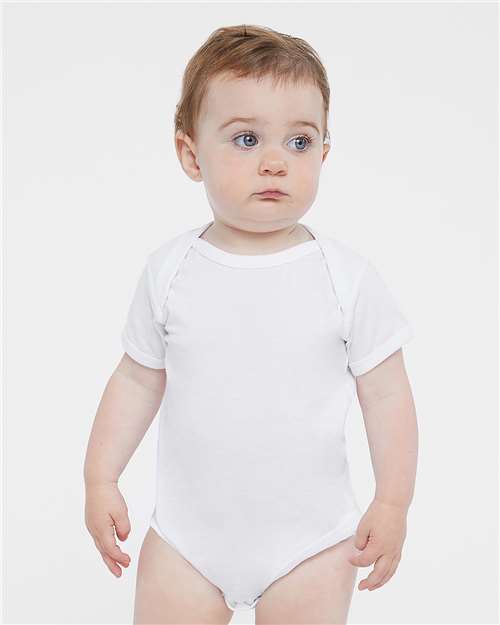 Soft Cotton Baby Onesie — Short Sleeve Infant Bodysuit - White - Front