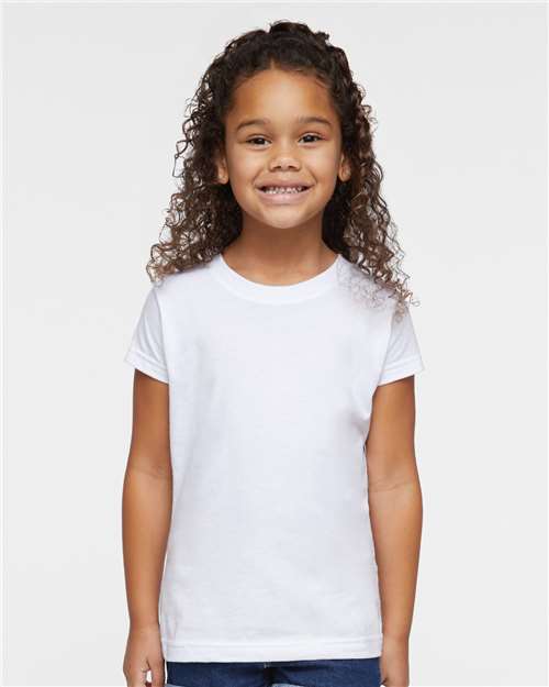Toddler Girls T-Shirt — Fine Jersey Kids Tee [2T-5T] - White - Front