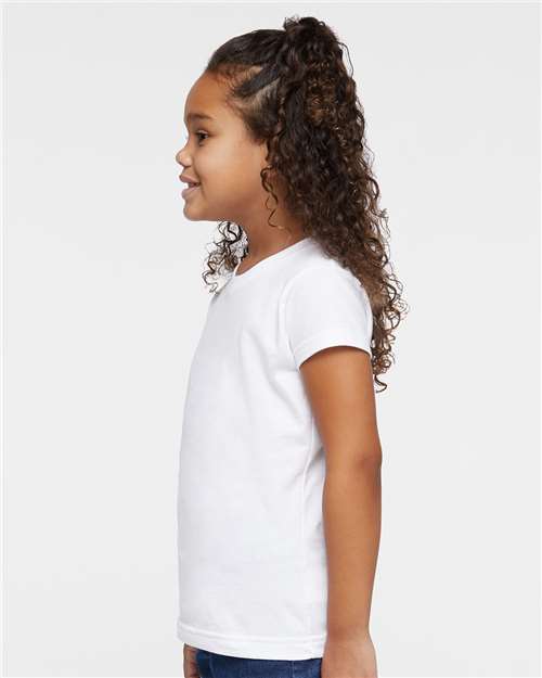 Toddler Girls T-Shirt — Fine Jersey Kids Tee [2T-5T] - White - Side