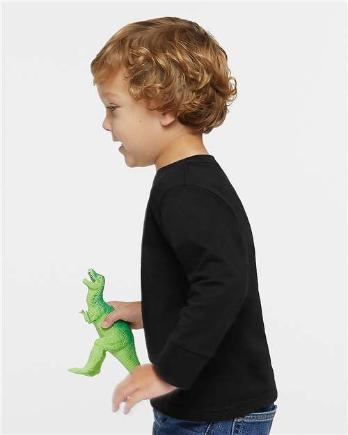 Toddler Fine Jersey Long Sleeve T-Shirt [2T-5T] - Black - Side