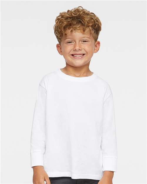 Toddler Fine Jersey Long Sleeve T-Shirt [2T-5T] - White - Front
