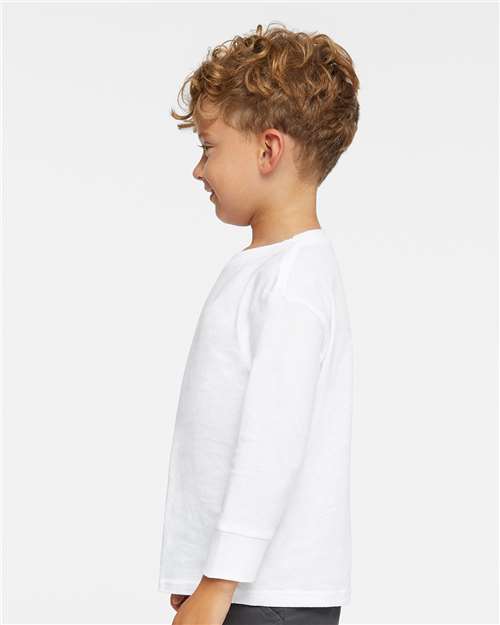Toddler Fine Jersey Long Sleeve T-Shirt [2T-5T] - White - Side