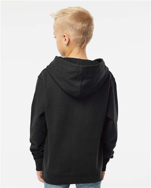 Youth Midweight Hoodie — Kids Pullover Sweatshirt [XS-XL] - Black - Back