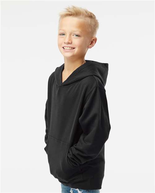 Youth Midweight Hoodie — Kids Pullover Sweatshirt [XS-XL] - Black - Side