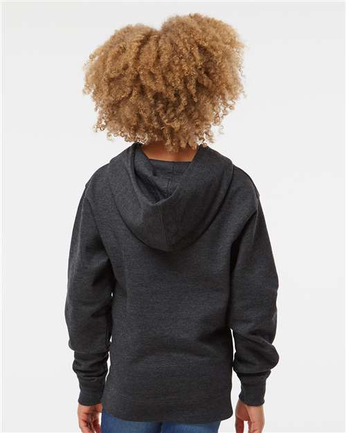 Youth Midweight Hoodie — Kids Pullover Sweatshirt [XS-XL] - Charcoal Heather - Back