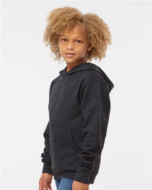 Youth Midweight Hoodie — Kids Pullover Sweatshirt [XS-XL] - Charcoal Heather - Side