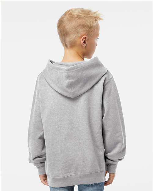 Youth Midweight Hoodie — Kids Pullover Sweatshirt [XS-XL] - Grey Heather - Back