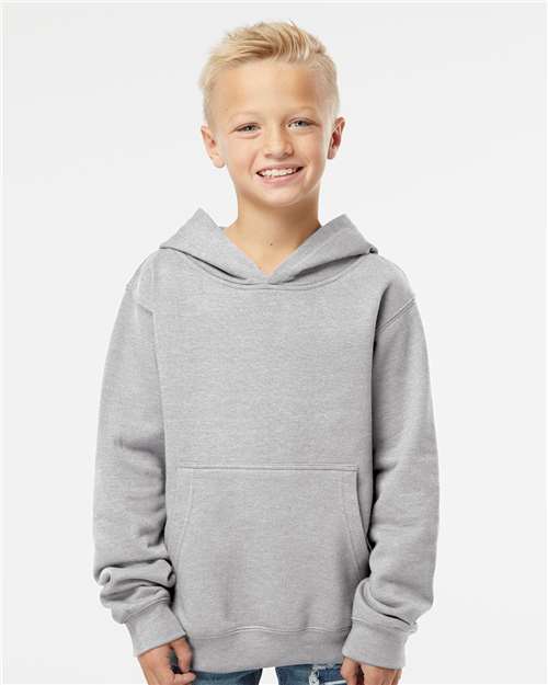 Youth Midweight Hoodie — Kids Pullover Sweatshirt [XS-XL] - Grey Heather - Front