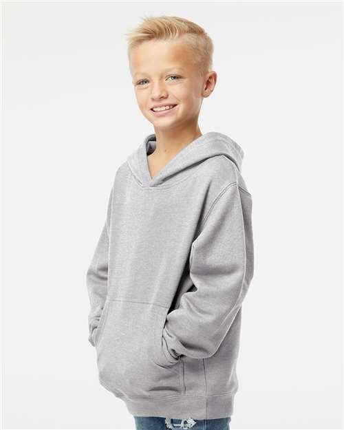 Youth Midweight Hoodie — Kids Pullover Sweatshirt [XS-XL] - Grey Heather - Side