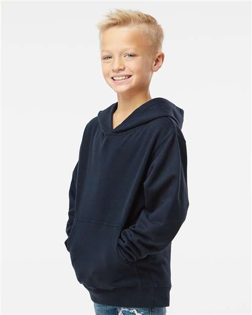 Youth Midweight Hoodie — Kids Pullover Sweatshirt [XS-XL] - Classic Navy - Side