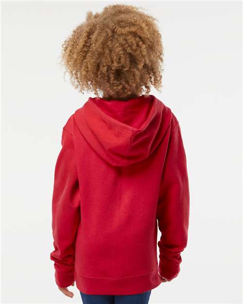 Youth Midweight Hoodie — Kids Pullover Sweatshirt [XS-XL] - Red - Back