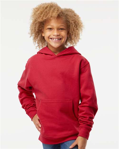 Youth Midweight Hoodie — Kids Pullover Sweatshirt [XS-XL] - Red - Front