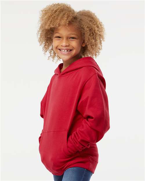 Youth Midweight Hoodie — Kids Pullover Sweatshirt [XS-XL] - Red - Side