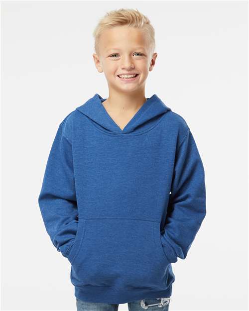 Youth Midweight Hoodie — Kids Pullover Sweatshirt [XS-XL] - Royal Heather - Front