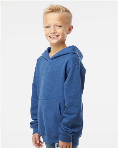 Youth Midweight Hoodie — Kids Pullover Sweatshirt [XS-XL] - Royal Heather - Side