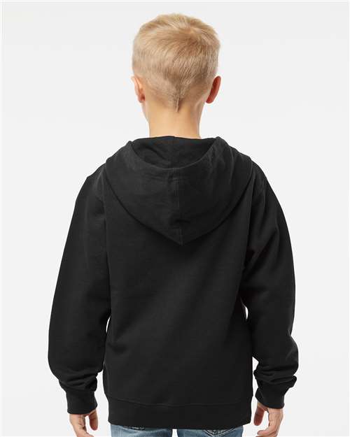 Youth Midweight Full-Zip Hoodie — Kids Zip Up [XS-XL] - Black - Back