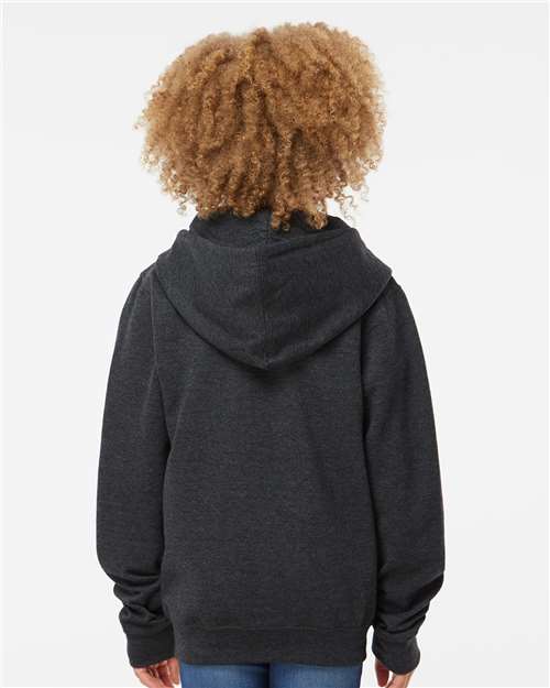 Youth Midweight Full-Zip Hoodie — Kids Zip Up [XS-XL] - Charcoal Heather - Back