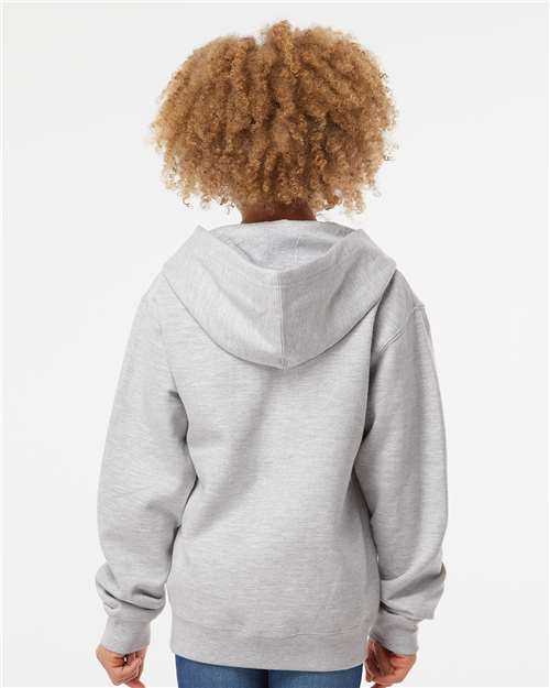 Youth Midweight Full-Zip Hoodie — Kids Zip Up [XS-XL] - Grey Heather - Back