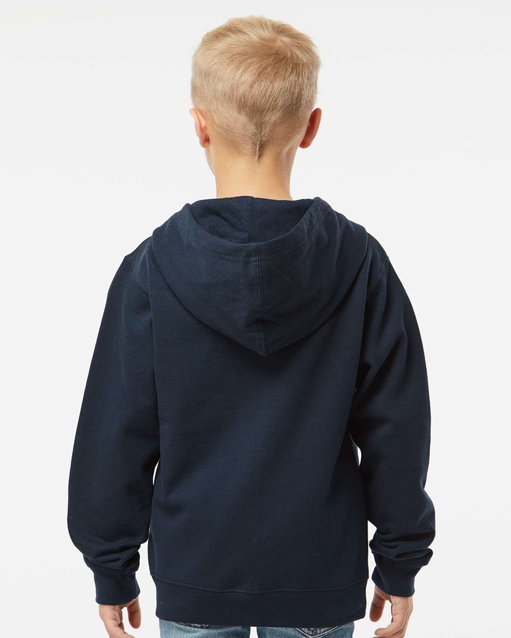 Youth Midweight Full-Zip Hooded Sweatshirt - Navy - M