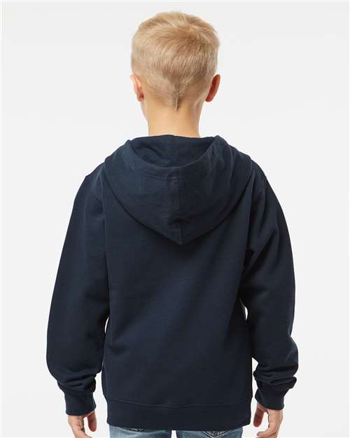 Youth Midweight Full-Zip Hoodie — Kids Zip Up [XS-XL] - Navy - Back