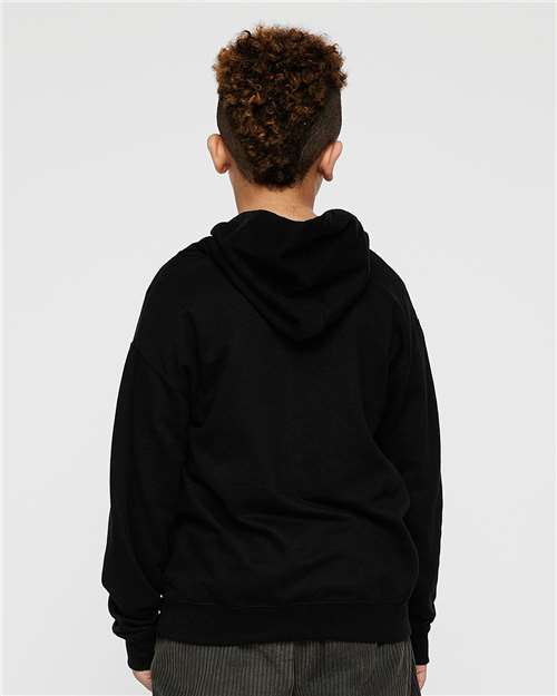 Youth Fleece Hoodie — Soft Kids Pullover Sweatshirt - Black - Back