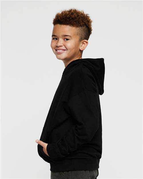 Youth Fleece Hoodie — Soft Kids Pullover Sweatshirt - Black - Side
