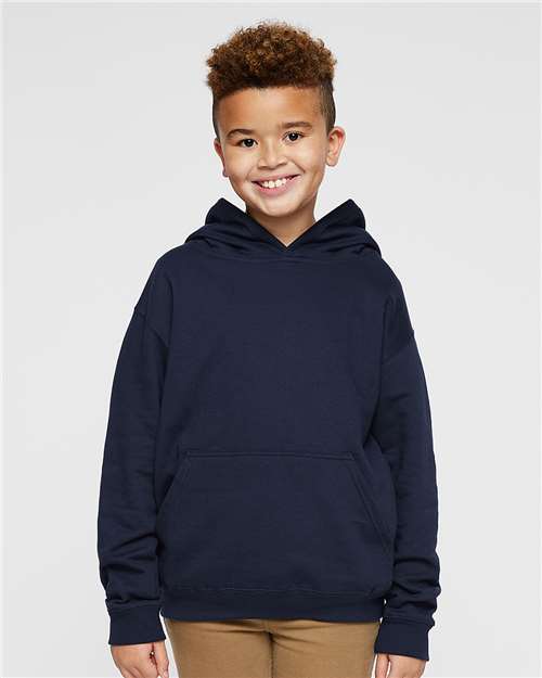 Youth Fleece Hoodie — Soft Kids Pullover Sweatshirt - Navy - Front