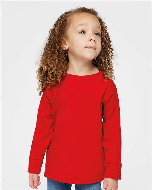 Toddler Fine Jersey Long Sleeve T-Shirt [2T-5T] - Red - Front