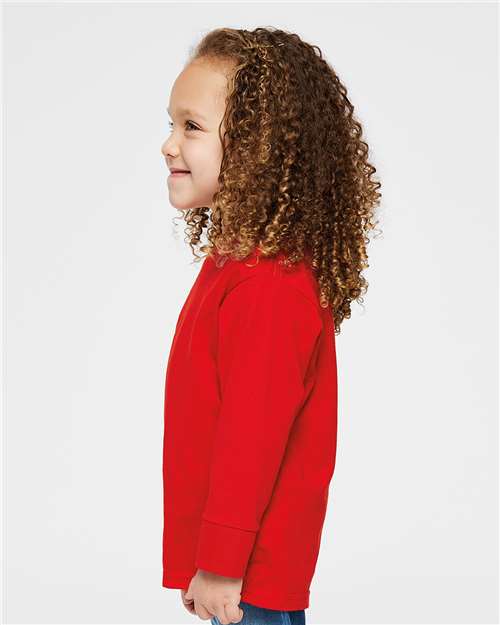 Toddler Fine Jersey Long Sleeve T-Shirt [2T-5T] - Red - Side
