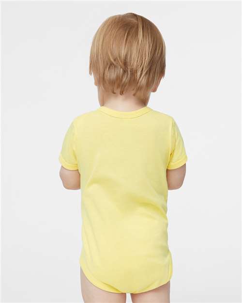 Soft Cotton Baby Onesie — Short Sleeve Infant Bodysuit - Butter - Back